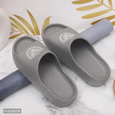 Stylish Grey Rubber Self Design Sliders For Men-thumb0