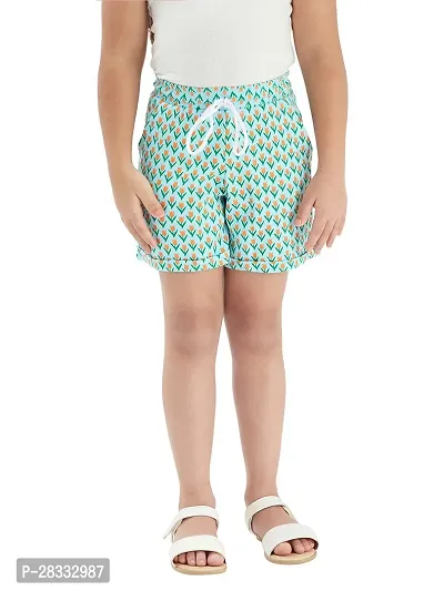 Fabulous Blue Cotton Printed Hot Pant For Girls
