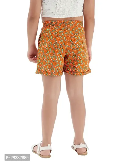Fabulous Orange Cotton Printed Hot Pant For Girls-thumb4