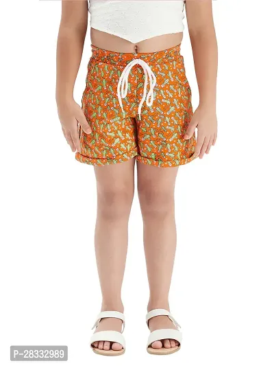 Fabulous Orange Cotton Printed Hot Pant For Girls-thumb0