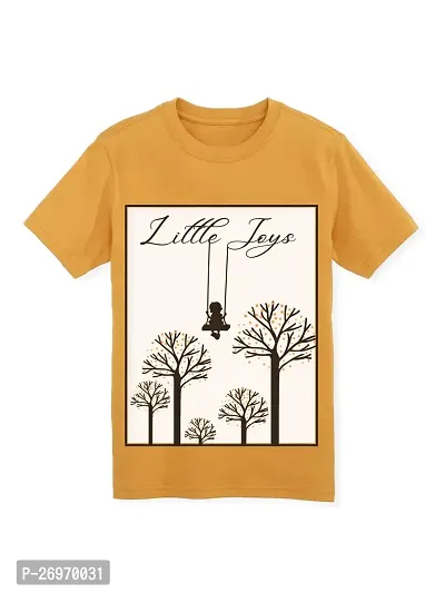 Trendy Beige Cotton Printed Tees For Boys