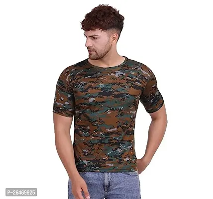 Stylish Multicoloured Cotton Blend T-Shirts For Men-thumb0