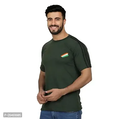 Stylish Green Cotton Blend T-Shirts For Men-thumb0