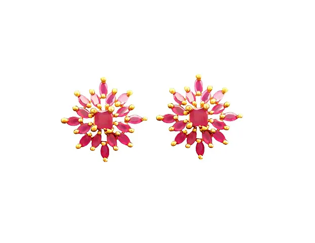 american diamond 1 gram gold plated women stud earrings