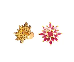 oh wow Copper with Cubic Zirconia Stud Earrings for Women, Gold, Red-thumb1