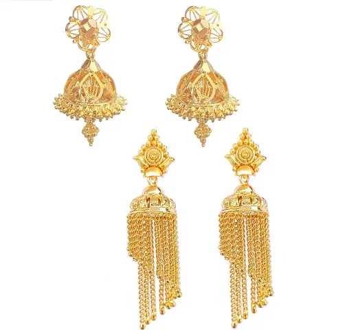 oh wow gold-plated 1 gram jhumki for Women's pack of 3