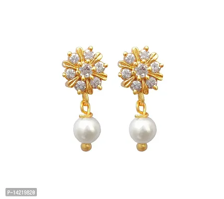 oh wow One Gram Micro Gold-Plated Copper Studs Earring for Women (Golden)