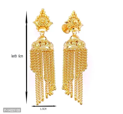 oh wow Women's 1 gram gold plated jhumki pack of 2 (Red)-thumb3