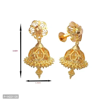 oh wow Women's 1 gram gold plated jhumki pack of 2 (Red)-thumb5