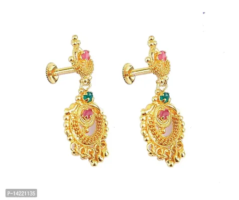 oh wow One Gram Micro Gold Studs Earring for Women (Multicolour)-thumb2