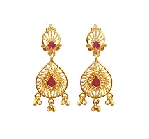 oh wow Red gold-plated 1 gram jhumki for Women's pack of 3-thumb3
