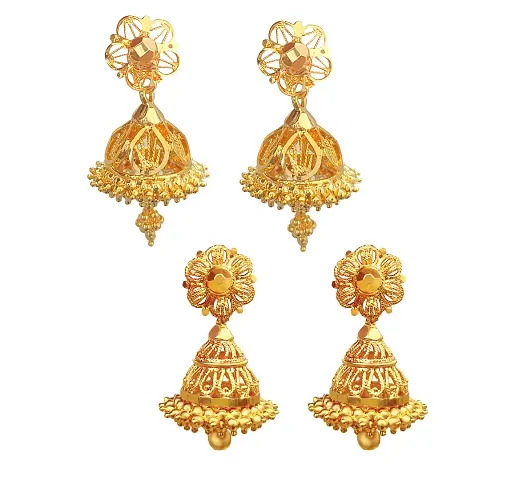oh wow one gram gold studs earring jhumki pack of2