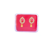 oh wow American Diamond Copper Gold Plated Earrings for Women (Red)-thumb3