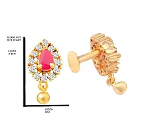 oh wow American Diamond Copper Gold Plated Earrings for Women (Red)-thumb2