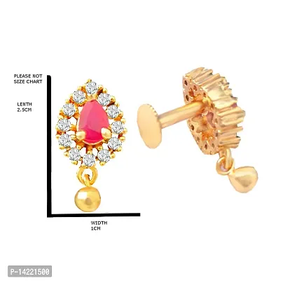 oh wow American Diamond Copper Gold Plated Earrings for Women (Red)-thumb3