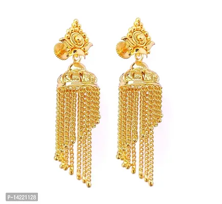 oh wow Women's 1 gram gold plated jhumki pack of 2 (Red)-thumb2