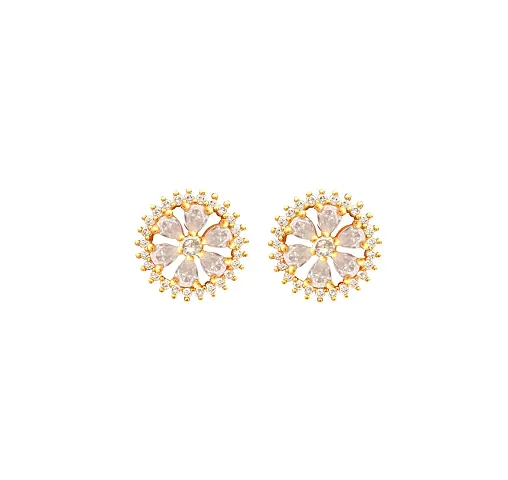 1 gram micro gold plated american diamond women studs earrings