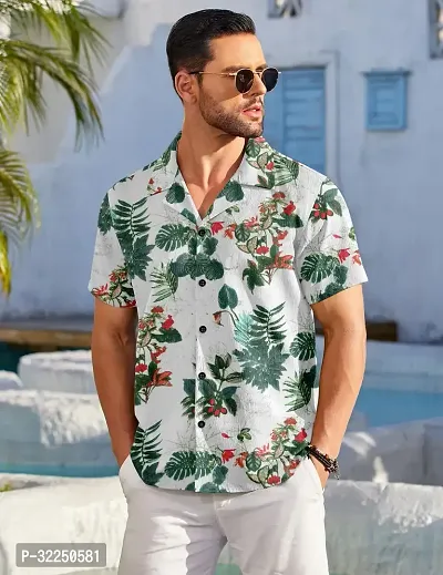 Reliable White Cotton Blend Printed Casual Shirt For Men-thumb0