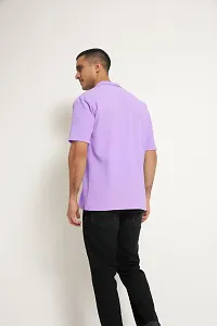 Reliable Purple Polyester Blend Solid Short Sleeves Casual Shirts For Men-thumb2