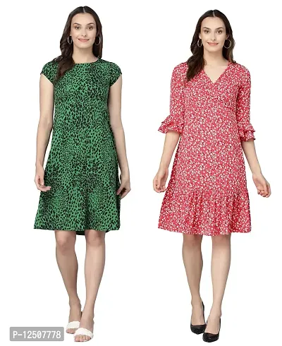 Stylish American Crepe Printed Dresses For Women- 2 Pieces-thumb0