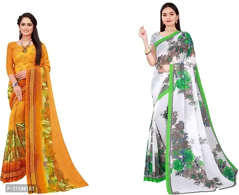 Stylish Multicoloured Georgette Saree With Blouse Piece For Women Pack Of 2-thumb0