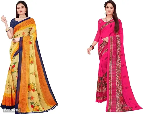 Stylish Multicoloured Georgette Saree With Blouse Piece For Women Pack Of 2