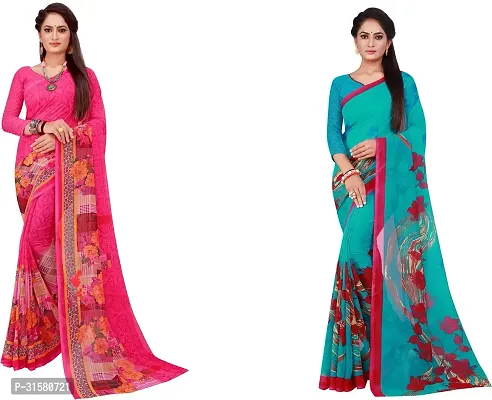 Stylish Multicoloured Georgette Saree With Blouse Piece For Women Pack Of 2