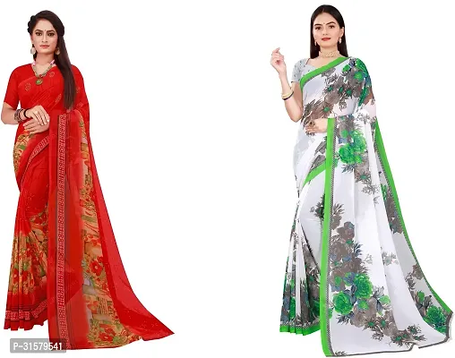 Stylish Multicoloured Georgette Saree With Blouse Piece For Women Pack Of 2-thumb0