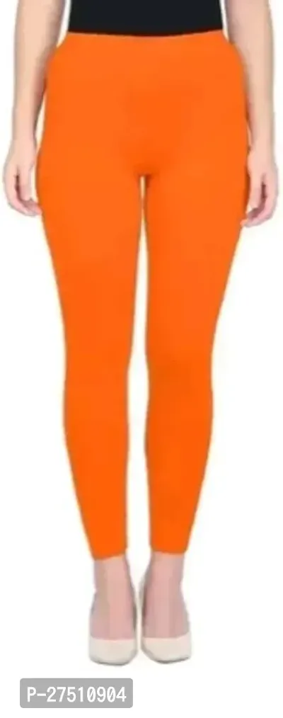 Fabulous Orange Cotton Lycra Solid Leggings For Women-thumb0