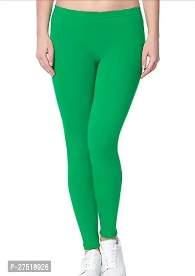 Fabulous Green Cotton Lycra Solid Leggings For Women-thumb0