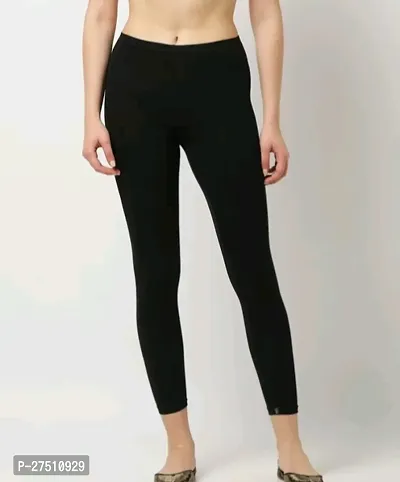 Fabulous Black Cotton Lycra Solid Leggings For Women