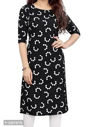 Beautiful Cotton Blend Black Printed Kurta For Women-thumb0