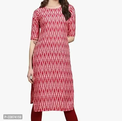 Beautiful Cotton Blend Red Printed Kurta For Women-thumb0