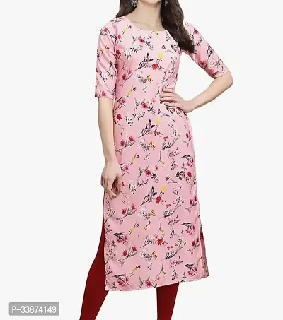 Beautiful Cotton Blend Pink Printed Kurta For Women-thumb0