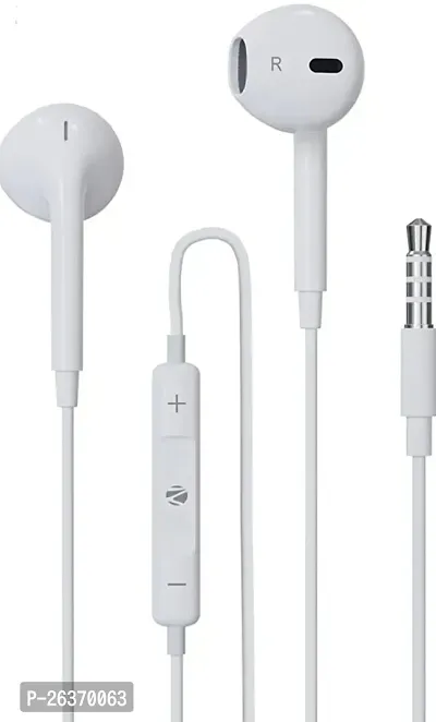 Stylish White Wired - 3.5 MM Single Pin With Microphone Headphones