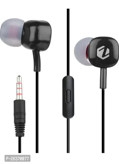 Stylish Black Wired - 3.5 MM Single Pin With Microphone Headphones-thumb0