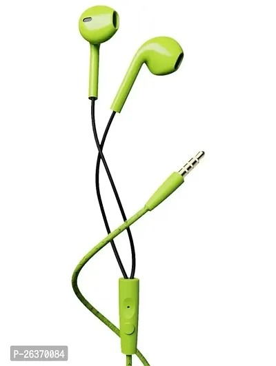Stylish Green Wired - 3.5 MM Single Pin With Microphone Headphones-thumb0