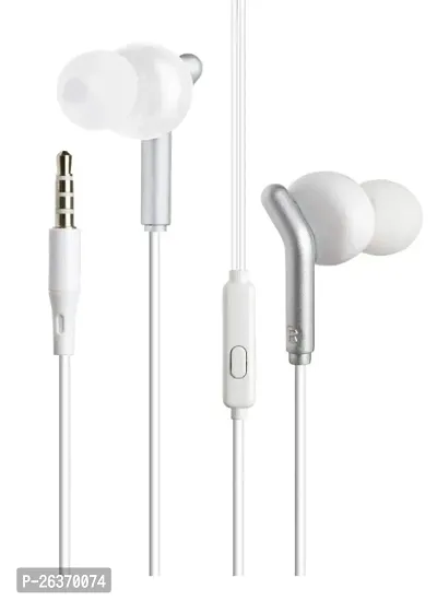 Stylish White Wired - 3.5 MM Single Pin With Microphone Headphones-thumb0