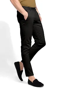 Black Lycra Casual Trousers For Men-thumb2