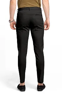 Black Lycra Casual Trousers For Men-thumb3