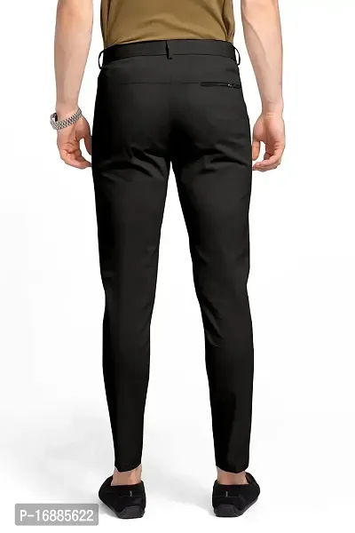 Black Lycra Casual Trousers For Men-thumb4
