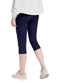 POPSHOP FASHION Women's Calf Length Capri Cropped Leggings Cotton Lycra Fabric Slim Fit 3/4th | Pants-thumb2