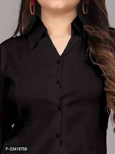 Women Regular Solid Curved Collar Formal Shirt-thumb3