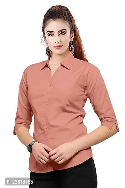 Women Regular Solid Curved Collar Formal Shirt