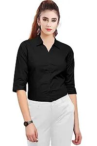 Women Regular Solid Curved Collar Formal Shirt-thumb2