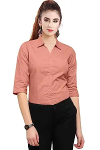 Women Regular Solid Curved Collar Formal Shirt-thumb2