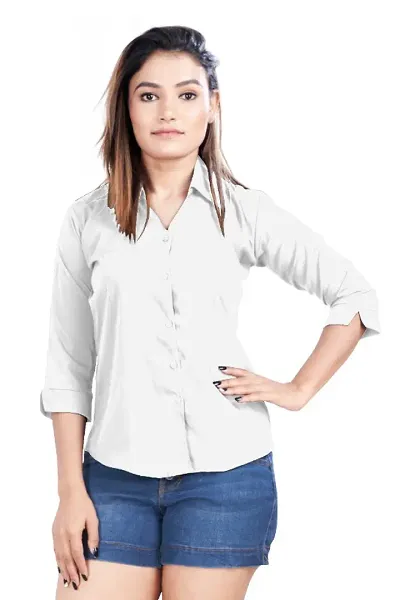 Women Regular Solid Curved Collar Formal Shirt