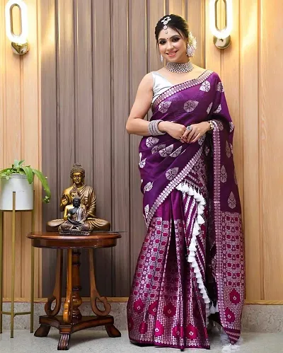 Fancy Poly Silk Saree With Blouse Piece For Women