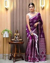 Stylish Poly Silk Saree With Blouse Piece For Women-thumb1