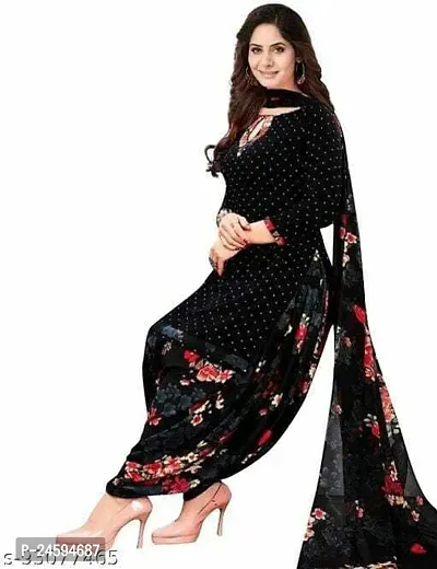 Elegant Multicoloured Crepe  Dress Material with Dupatta For Women-thumb0